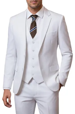 Produktbild von Holivyer Herren 3 Stück Slim Fit Anzug Set, Zwei Knöpfe Blazer Solide Jacke West