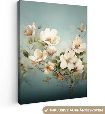Obrázek produktu pro OneMillionCanvasses® - Plátna - Květiny - Bílý - Příroda - Vintage, nástěnné umění, nástěnné dekorace Obývací pokoj, 60x80cm
