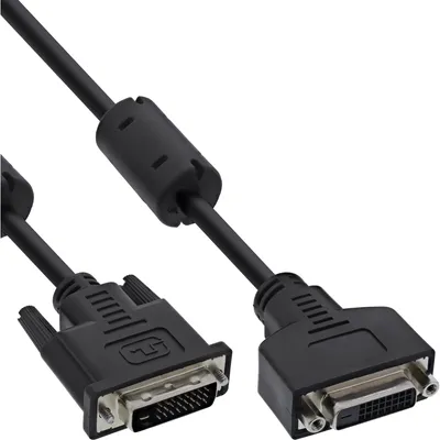 Image de InLine® 17776 Rallonge DVI-D, Dual Link 24+1 prise sur 24+1 prise femelle, 2 Ferrites, 5m
