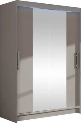 Produktbild von MIRJAN24 Schiebetürenschrank Miami II, Stilvoll Schlafzimmer Kleiderschrank, Garderobe (Farbe: Cashmere, mit RGB LED Beleuchtung)