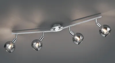 Produktbild von Schwenkbarer Deckenstrahler 4 flammige Deckenleuchte Chrom/Rauchglas 85cm breit