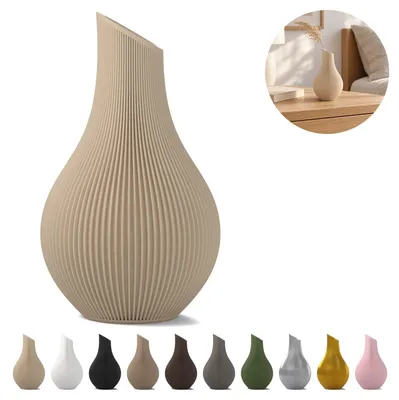 Image de Vase décoratif Shizu, 12,4 cm, PLA pour fleurs séchées – Beige