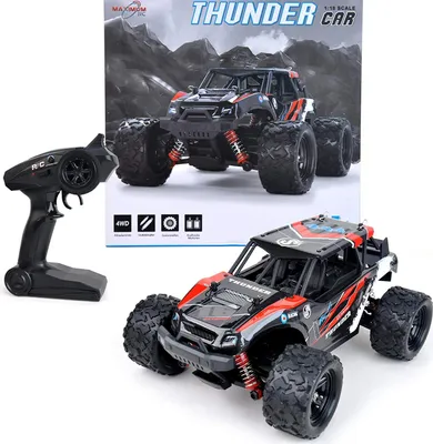 Produktbild von FunTomia Maximum RC | 2,4 GHz Monster Truck | Ferngesteuertes Auto | 36 km/h schnell | Lipo Power | RC Auto Farbe rot - 2588