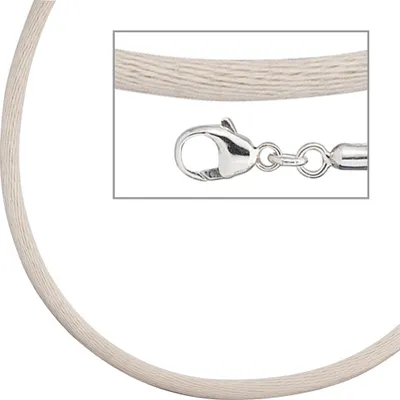 Produktbild von JOBO Collier Seide beige 2,8 mm 42 cm, Verschluss 925 Silber Karabiner