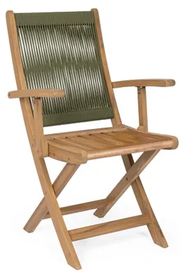 Produktbild von 4er-Set Klappstühle MONSARAZ aus Akazienholz und grünem Seil