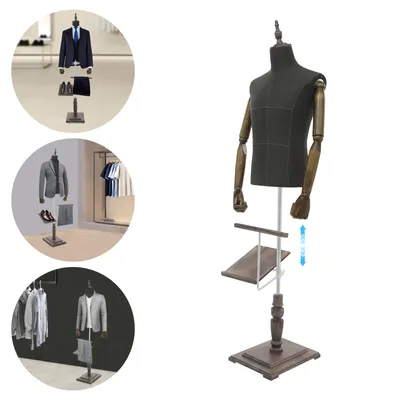 Produktbild von Schaufensterpuppen Männliche Anzugständer für Männer mit Hosenständer und Schuhhalterung (Schwarz Grau)