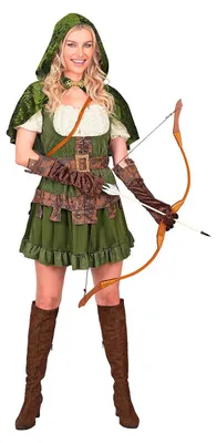 Produktbild von Robin Hood Damenkostüm – Waldläufer Fantasy Kostüm mit Cape & Handschuhen – XS-XL – Damen – Halloween Fasching Karneval LARP Mittelalter Größe: XL