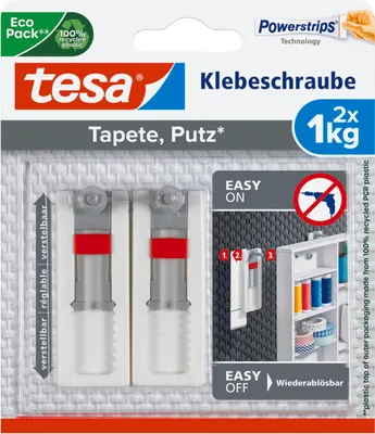 Produktbild von tesa Klebeschraube für Tapeten und Putz (verstellbar, 1kg)