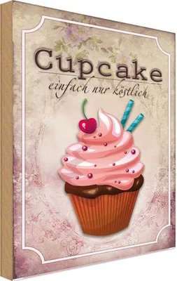 Produktbild von vianmo Holzschild 30x20 cm Cupcake einfach nur köstlich Küche Kochen