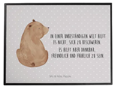 Produktbild von Mr. & Mrs. Panda Schreibunterlage Bär Schulterblick - Grau Pastell - Geschenk, Bärenliebe, Weisheit, tischschutz, schreibtischmatte, schreibtischauflagen, Motivation