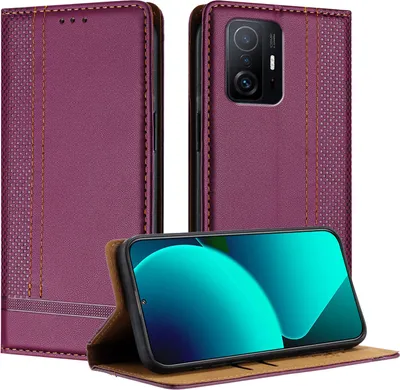 Produktbild von Handyhülle für Xiaomi 11T / 11T Pro Leder Flip Klappbare Schutzhülle mit Standfunktion Lila