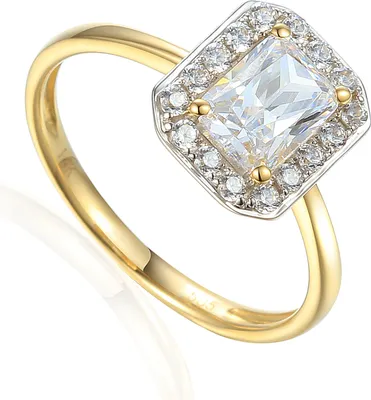 Produktbild von 585er Gelbgold Damenring Solitair mit Zirkonia Octagonschliff Ring Goldring Verlobungsring Antragsring Gr. 54