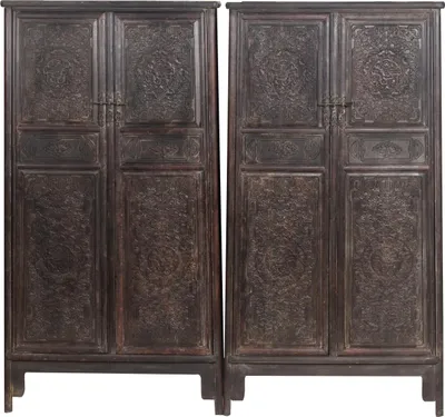 Produktbild von Fine Asianliving Antiker Chinesischer Hochzeitsschrank Set / 2 Handgefertigt B86xT39xH168cm Chinesischer Schrank Chinesischer Hochzeitsschrank Orientalische Möbel Asiatische