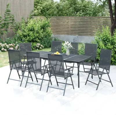 Produktbild von BEI CLORIS Gartenmöbel Set Balkonmöbel-Set 9-tlg. Garten-Essgruppe Anthrazit Stahl - Gartenmöbelgarnituren Neu9887552 3parcel