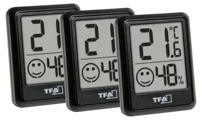 Obrázek produktu pro TFA Digitální termo-vlhkoměr 30.5060.01.03, 3 kusy, černý