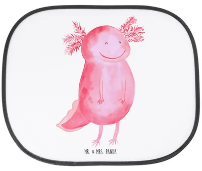 Produktbild von Mr. & Mrs. Panda Auto Sonnenblende Axolotl Glücklich - Weiß - Geschenk, Lurch, hitzeschutz, Autoscheiben Sonnenschutz, saugnapf, Lebensfroh, gut Gelaunt, Schwanzlurch