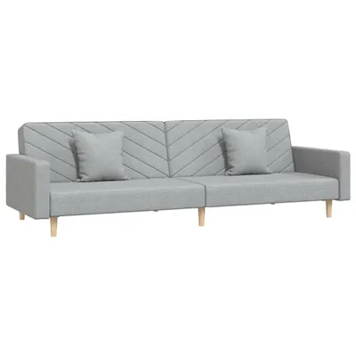 Produktbild von vidaXL Schlafsofa 2-Sitzer mit 2 Kissen Hellgrau Stoff
