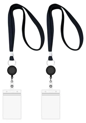 Produktbild von Schlüsselband mit Auswelter, einziehbares Schlüsselband, 2 Stück. Schlüsselband mit Kartenhalter