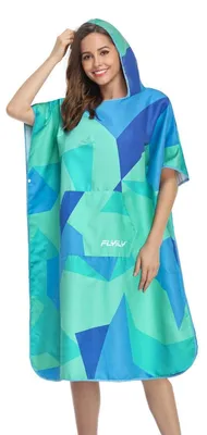 Produktbild von Surf Poncho Mobile Umkleide Umziehhilfe Bademantel Large Greengeometry