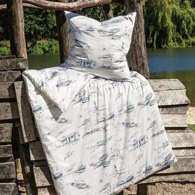 Produktbild von Janine Mako-Satin Bettwäsche moments 98101 seeblau 135x200 cm + 80x80 cm
