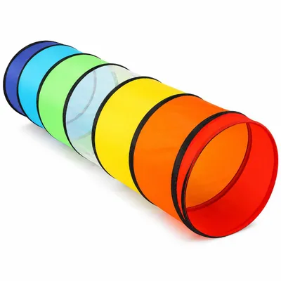 Produktbild von 180x45x45cm Regenbogen Kriechtunnel, Krabbeltunnel für Kinder ab 1 Jahr, Klappbarer Spieltunnel - TUNSY