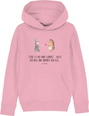 Produktbild von Mr. & Mrs. Panda Kinderpullover Hase Igel 12-14 Jahre (152/164) - Baumwolle Pink - Geschenk, Kinderbekleidung, und, Liebe Spruch, Sweatshirt, Herzschmerz, Hoodie, Trösten