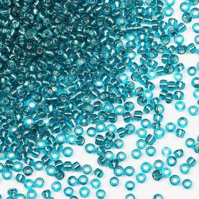 Produktbild von Kunststoffkralen, 110 g, 3500 Stück, 3 mm, 8/0, blauwgrün, für Ohrstecker, Armbänder, Hänger, Halsketten, DIY-Kunststoffkralen.