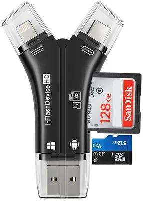Obrázek produktu pro Čtečka karet USB 4 v 1 pro karty Micro SD a TF – černá