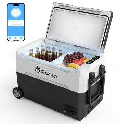 Produktbild von Foursun 45L Tragbarer Kompressor-Kühlschrank Gefrierschrank mit Bluetooth App-Steuerung, für Camping, Reisen, Zuhause, DC 12V/24V & AC 100-240V