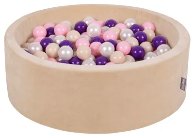 Obrázok produktu pre KiddyMoon guľatý bazén s loptičkami Velvet Ball Pool 90X30cm/200 loptičiek ∅ 7 cm loptičkové jamy pre bábätká na hranie do vane pre batoľatá, vyrobené v EÚ, piesková béžová: pastelová béžová/púdrová r