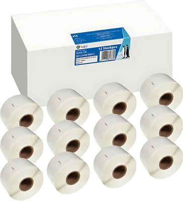 Image de neutral 19328 Etikettenrollen für Etikettendrucker ersetzt Dymo 99012/S0722400 weiß, 89,0 x 36,0 mm, 12 x 260 Etiketten