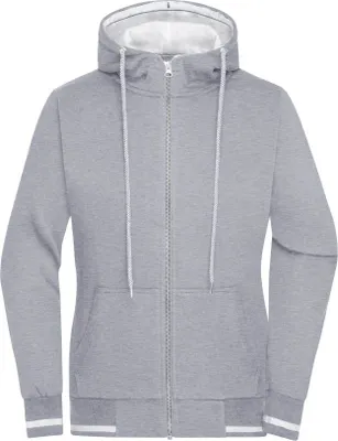 Produktbild von Sweat-Jacke mit Reißverschluss und Kapuze grey-heather/white, Gr. S