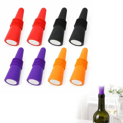 Silikon-Flaschenverschlüsse, 8 Stück, 4 Farben, für Wein & Sekt