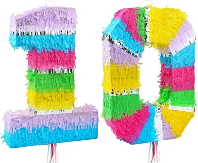 Produktbild von Bunt pastell Papier Pinata, ungefüllt, 50 cm hoch, 35 cm breit, 7,5 cm tief