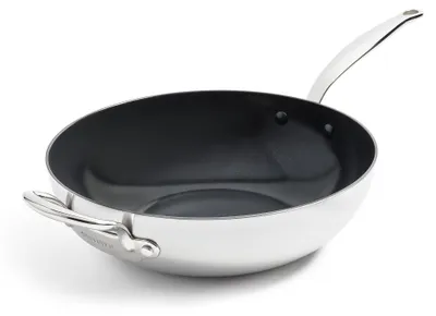Wok 30 cm, 4,7 l, diamantverstärkt, PFAS-frei, Edelstahl, Induktion