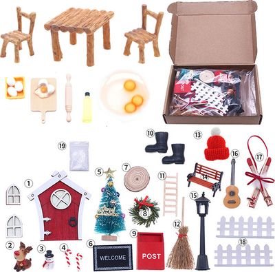 27Stk Wichteltür Set ,Wichteltür Zubehör Weihnachten,Weihnachtswichtel Tür Holz,Miniaturwichtel Zubehör Tür,Wichtel Zubehör Weihnachten