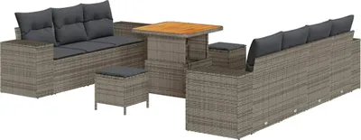 Immagine prodotto di vidaXL Set di divani da giardino 10 pezzi in polirattan grigio