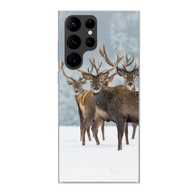 Produktbild von MuchoWow® Handyhülle Schutzhülle Hülle für Samsung Galaxy S22 Ultra Hirsche - Tiere - Schnee - Winter - Landschaft - Natur Silikon Softcase Handy Hülle - Abbildung