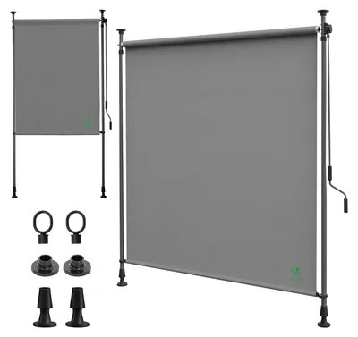 Produktbild von VOUNOT® Klemmmarkise Senkrechtmarkise mit Handkurbel 120x310 cm Grau