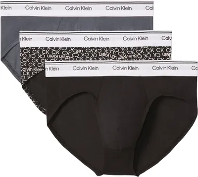 Produktbild von Calvin Klein Herren 3er Pack Unterhosen Hip Briefs Balance mit Logobund, Mehrfarbig (Turbulence/Ck Ck Logo_Black/ Black), M