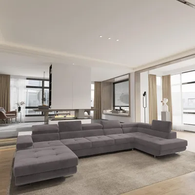Produktbild von Masseno Ecksofa TORIVA R-S mit Schlaffunktion U-Form, Sofa mit Bettkasten, Wohnzimmersofa, Couch, Soffa, Bettsofa, Couchgarnitur- Lila, MONOLITH 62
