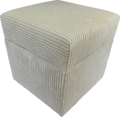 Zdjęcie produktu dla Pufa sztruksowa POSO 40x40 tapicerowana kwadratowa ze schowkiem pufa otwierana do salonu jasno beżowa