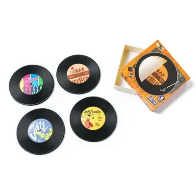 Obrázek produktu pro Retro vinylové podložky pod hrnky - sada 4 kusů