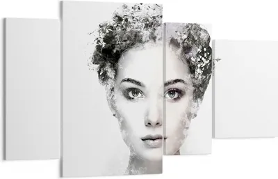 Produktbild von Bild auf Leinwand - Leinwandbild - 4 Teile - Schön Frau Gesicht - 120x70cm - Wand Bild - Wanddeko - Wandbilder - Leinwanddruck - Bilder - Wanddekoration - Leinwand bilder - Wandbild - DL120x70-4949