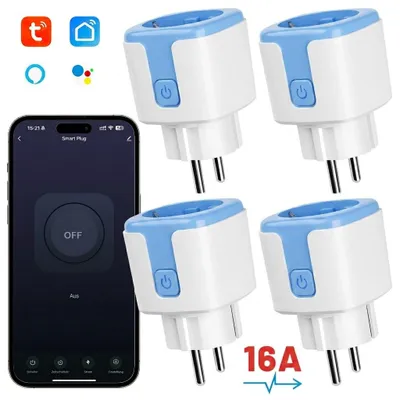 Produktbild von 4er 16A Smart Steckdose mit App Steuerung,WLAN Steckdose,Smart Plug,Kompatibel mit EU Steckdosen,Zeitschaltuhr,Alexa & Google Home Kompatibel