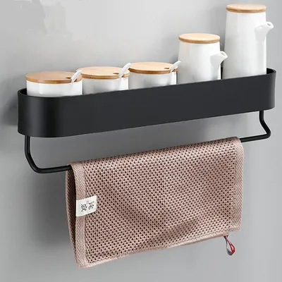 Produktbild von Arhatreya Duschablage Schwarz Wandmontage 50cm Ohne Bohren