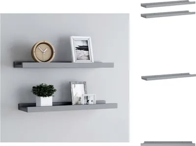 Image de vidaXL Baguettes à tableaux 2 pcs. Gris 60x9x3 cm MDF - Étagères murales