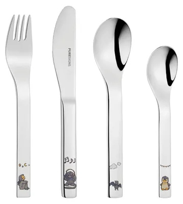 Kinderbesteck-Set 4-teilig, Edelstahl, spülmaschinengeeignet