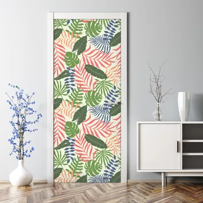 Produktbild von Dekorative Klebefolie selbstklebend Tapete Türposter dekoration Bunte Tropenblätter 77 x 200 cm