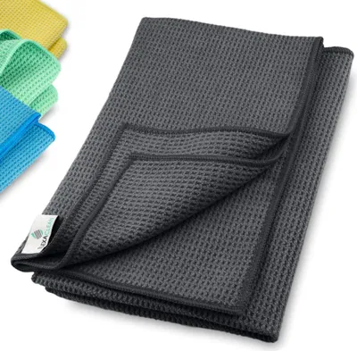 Produktbild von ELEXACLEAN Mikrofaser Trockentuch, Premium Waffeltuch (2 Stück, 60x40 cm, Anthrazit) superweiche Qualität für Auto, Glas, Küche, Geschirr, Bad